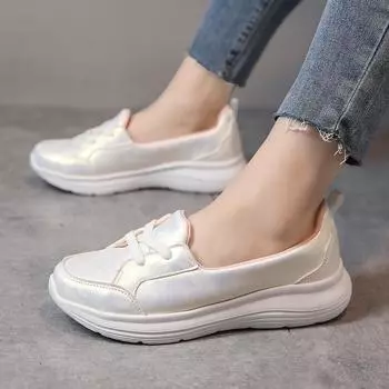 Домашняя уличная обувь для мамы для отдыха, удобная женская повседневная обувь без шнуровки для ходьбы, женская офисная рабочая обувь 35 чёрный