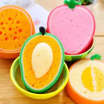 Домашняя жизнь Бытовая щетка для фруктов Кухонная губка для протирания посуды Мощная дезинфекция Чистка Многофункциональная Водопоглощение Милый мультфильм Ювелирные изделия Mango