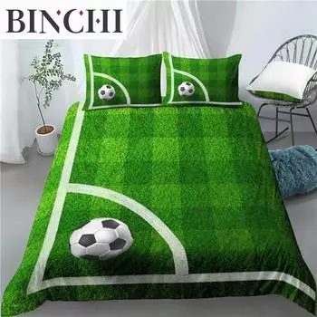 Домашняя жизнь Роскошь 3D Футбольное поле Принт 2/3 шт Мягкий пододеяльник и наволочка Постельное белье для мальчиков Queen и King Размер EU/US/AU EU single(135x200cm)