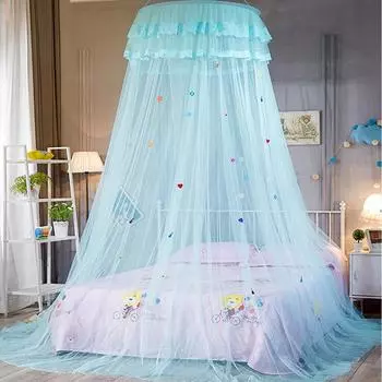 Dome hanging mosquito net Easy to Install Girls Room Decor Dome Bed Netting Canopy Lace Bed Canopy 4 Colors жёлтый