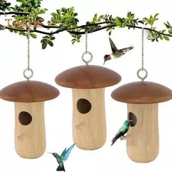 Домик для колибри, натуральный деревянный домик для гнездования колибри, изготовленный вручную, подвесной домик для птиц для сада и домашнего декора B
