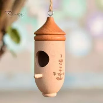 Домик для колибри, натуральный деревянный домик для гнездования колибри, изготовленный вручную, подвесной домик для птиц для сада и домашнего декора A