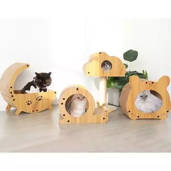 Домик для кошачьих когтеточек, прочный деревянный когтеточка для кошек, картонный кошачий домик с различными узорами для домашних кошек, где они могут отдохнуть и потереться Snail 43*25 * 29cm