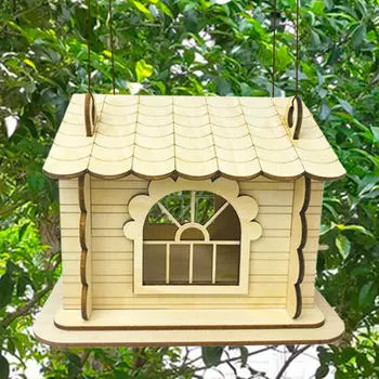 Домик для птиц, деревянный ящик, собранный вручную, подвесной скворечник для улицы для синей птицы кардинала