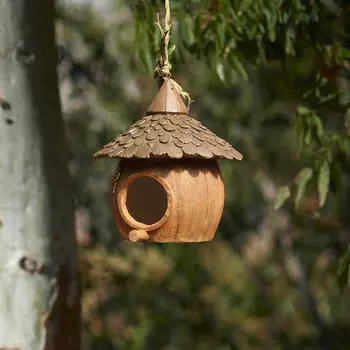 Домик для птиц для разведения на открытом воздухе, декор для скворечника, креативное укрытие для сада, гнездо Coconut Shape