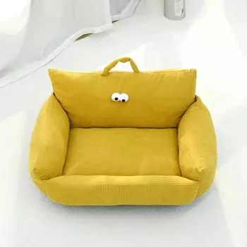 Домик для собак с большими глазами, гнездо для кошек, полосатый диван, гнездо в форме макарон, матрас для домашних животных небольшого и среднего размера ginger (dark)