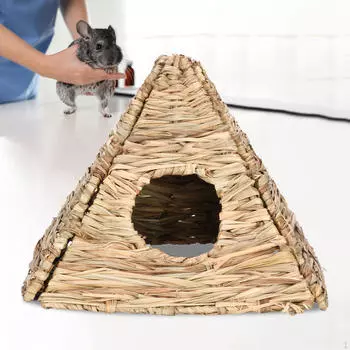 Домик из травы для кроликов, тканая клетка для кроликов, складная кровать для укрытия, жевательная игрушка для кроликов, маленькая морская свинка