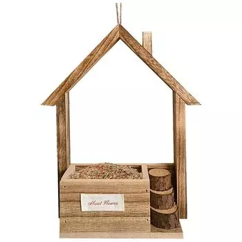 Домик-кормушка для птиц - Деревянная переносная кормушка-домик для птиц | Большая вместимость для кормления диких птиц, подвесная кормушка для наблюдения за птицами A