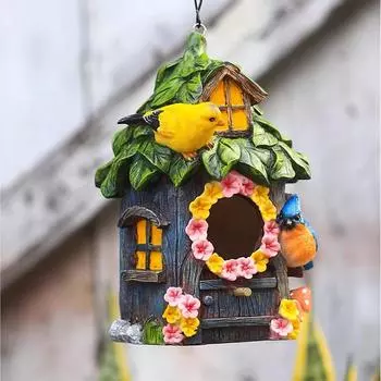Домики для птиц для домашних животных, домик для птиц из искусственной смолы, для наружной подвесной садовой террасы для ласточки, воробья, колибри One Size