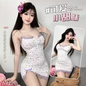 Domila Эротическое нижнее белье Чистое желание Сексуальное кружевное нижнее белье Соблазн Маленькая грудь Подвязки Пижама Женский халат для сна F528 S