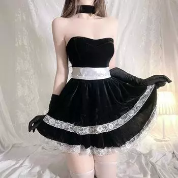 Domila Lingerie Bunny Uniform Соблазнительный сексуальный рождественский наряд для женщин Косплей Маленькая грудь Страстная одежда One size (80~ 65kg)