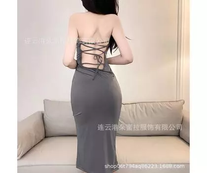 Domila Pin Dead Library Water Sex Нижнее белье Бесплатно Ледяной Шелк Длинное Платье Соблазн Полый Перспектива Свитер Страсть Комплект One size