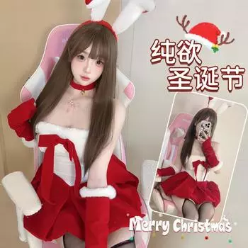 Новый рождественский халат Домилы, Золотое бархатное сексуальное нижнее белье, Красная униформа, Соблазнительный костюм зайчика, Чистое желание average size [80-60kg]