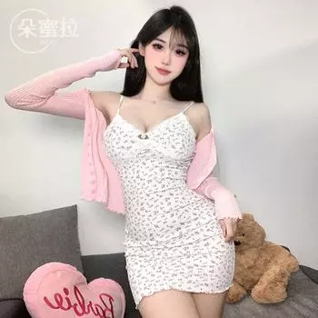 Domila Sweet and Spicy Girl Style Цветочное кружевное платье с открытой спиной и узкими подвязками Сексуальное нижнее белье S