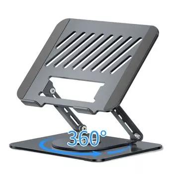 Domstar Подставка для ноутбука с бесступенчатой регулировкой угла, эргономичная, улучшает теплоотвод, снимает боль в спине и совместима с ноутбуками и планшетами до 17 дюймов, серый