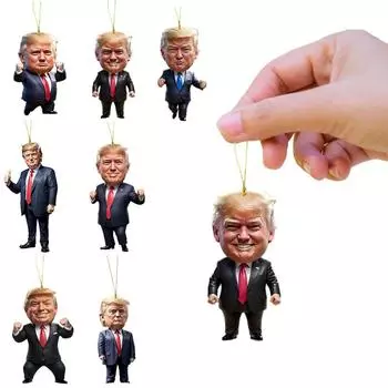 Дональд Трамп Рождественское украшение 2D Акриловые Рождественские украшения Трамп 2024 Рождественская елка Подвеска Забавный Дональд Трамп Подвеска