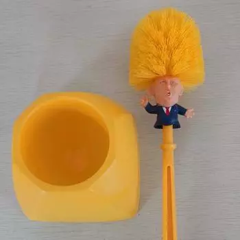 Donald Toilet Trump Brush Paper Make Toilet Great Again Home Cleanning Tool Yellow With Base