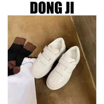 [DONG JI] Little white shoe women s 2025 spring new round head thick sole heightening breathable versatile Velcro 35 белый