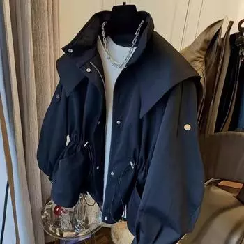 Dongdaemun дизайн чувство ниша свободный повседневный завязывающийся на талии инструментальный тренчкот женский весна и осень короткий S чёрный