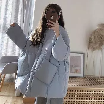 Dongdaemun Интернет знаменитость пуховик женский 2024 новый маленький без воротника легкий шарф белый утиный пух свободный ленивый One Size чёрный