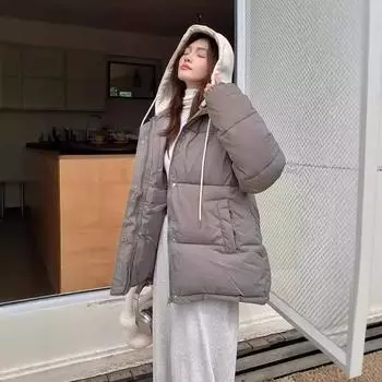 Dongdaemun съемная пуховая куртка женская новая короткая модная свободная термокуртка на зиму S чёрный