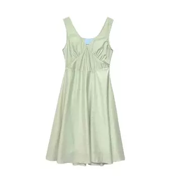 Dongdaemun V Neck Tencel Slim Looking Sleeveless Dress Mint Green S