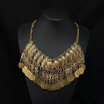 Donggong Xiaofeng Metal Coin Tassel Necklace Clavicle Chain Ancient Costume Exotic Dunhuang Desert Photo Accessories Female