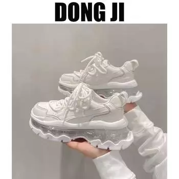 [DongJI] Dad Shoes Women s 2024 New Korean Version Niche Thick-soled Versatile Casual Sneakers Little White Shoes 35 синий
