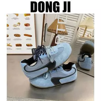 DONGJI original 2025 early spring new thick-soled German training shoes women s leather soft-soled Forrest Gump shoes casual shoes women 35 красный