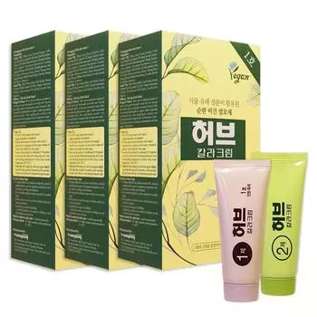 Dongseong Pharmaceutical Herb Color Cream Нет. 1, мягкая веганская краска для седых волос, содержащая растительные ингредиенты, темно-черный, 3 упаковки