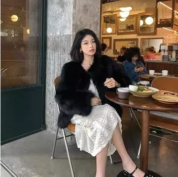 Dongxin Fashion Toka искусственный мех куртка женская короткая тонкая облегающая меховая шуба тренд S слоновая кость