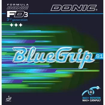 Donic Table Tennis Rubber Blue Grip S1 Soft Back Adhesive Tension Black MAX AL100 (AB) чёрный