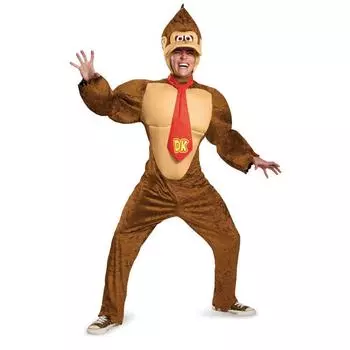 Donkey Kong Cosplay Adult Kigurumi Costume Halloween Event Party Super Mario Brothers Gorilla [Item]