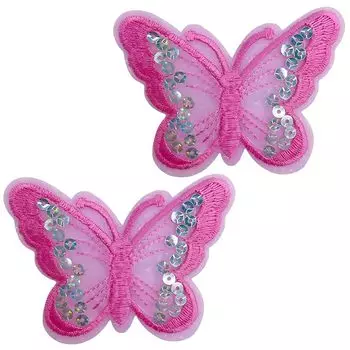 Donna Lee бабочка нашивка утюг 2 шт набор пайетки аппликация вышивка ручная работа рукоделие сделай сам переделать ремонт (розовый)