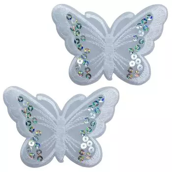 Donna Lee бабочка нашивка утюг 2 шт набор пайетки аппликация вышивка ручная работа рукоделие сделай сам переделать ремонт (белый)