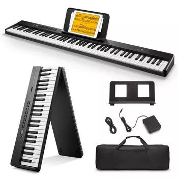 Donner Electronic Piano 88 Keyboard Складная Беспроводная MIDI-функция Батарея Портативная Легкая Функция отклика на нажатие Для начинающих Для детей Для взрослых чёрный