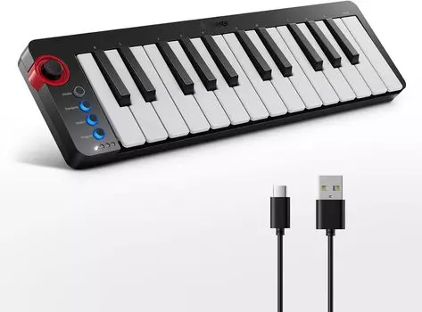 Donner MIDI клавиатура 25 клавиш USB контроллер мини клавиатура компактный Velocity совместимая музыкальная продукция японское руководство по эксплуатации черный N-25 чёрный