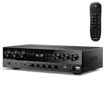 Donner Power Premium 1000 Вт Пиковая мощность 6-канальный Аудиоусилитель с Bluetooth 2 для Театра MAMP6 Усилитель, 5.3, USB, FM, Микрофонный вход, Эхо, RCA, чёрный