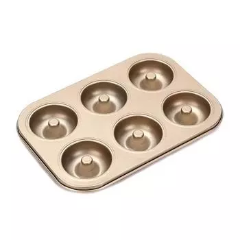 Donut Baking Pan 6-Count Carbon Steel Nonstick Donut Pan for Baking Easy Release Doughnut Molds Multifunctional Bakeware for Cakes Muffins Pies A