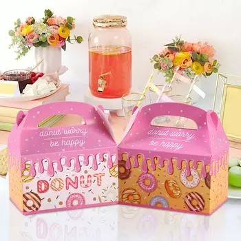 Donut Theme Party Candy Gifts Box Doughnut Birthday Party Decor Kids Baby Shower Wedding Party Supplies Gift Packaging Box Bags As picture