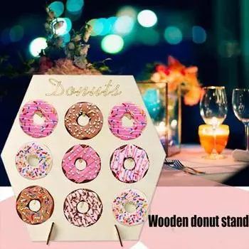 Donut Wall Display Stand Wooden Donut Holder Table Dessert Birthday Party