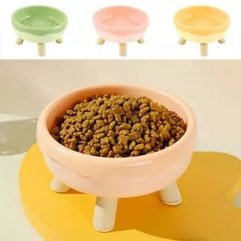 Donuts Shape Cat Four-legged Bowl Flat Mouth Dogs Feeding Dish Pet Water Bowl For Cats Puppy жёлтый