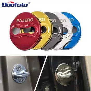 Doofoto 4 шт., украшение для замка двери автомобиля, защитный чехол для Pajero Mitsubishi, чехол с эмблемой, аксессуары серебряный
