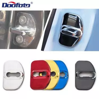 Doofoto 4 шт., защитный чехол для дверного замка автомобиля, защитный чехол из нержавеющей стали для Renault VW Rline, автомобильный Стайлинг серебряный