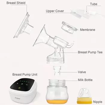 Doopser DSP-8003D Двойной электрический молокоотсос для грудного вскармливания Молокоотсос без помощи рук, 2 режима и 5 чёрный