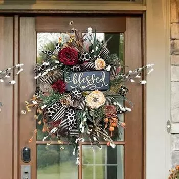 Door Front Wreath Artificial Flowers Garland Festival Thanksgiving Fall