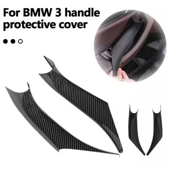 Door Handle Inner Protective Cover For BMW X3/ IX3/X4 Armrest Sticker F25G08 Modification Matte Black + Carbon Grain Scratc W9F1