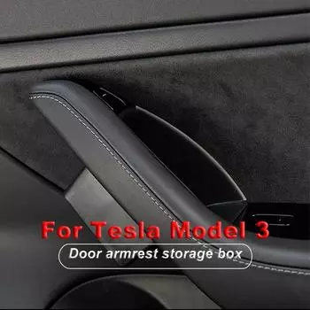 Door Side Armrest Storage Box Car Space Expansion for Tesla Model 3 2016-2024 Interior Accessories Handle Tray Organizer
