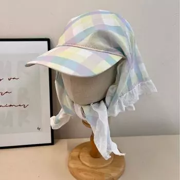 Допамин ретро клетчатый платок на ремне кепка детская летняя солнцезащитная кепка универсальная вышитая буква солнцезащитный кепка прилив M56-58cm розовый