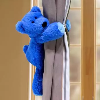 Dopamine Bear Curtain Tiebacks With Plush Fabric For Kids Room Decoration Window